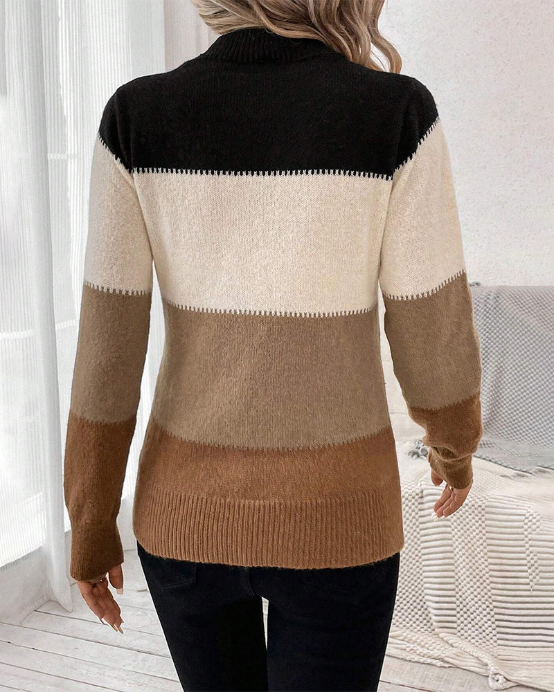 Maëva Colorblock Sweater – damestrui met modern kleurcontrast en losse pasvorm
