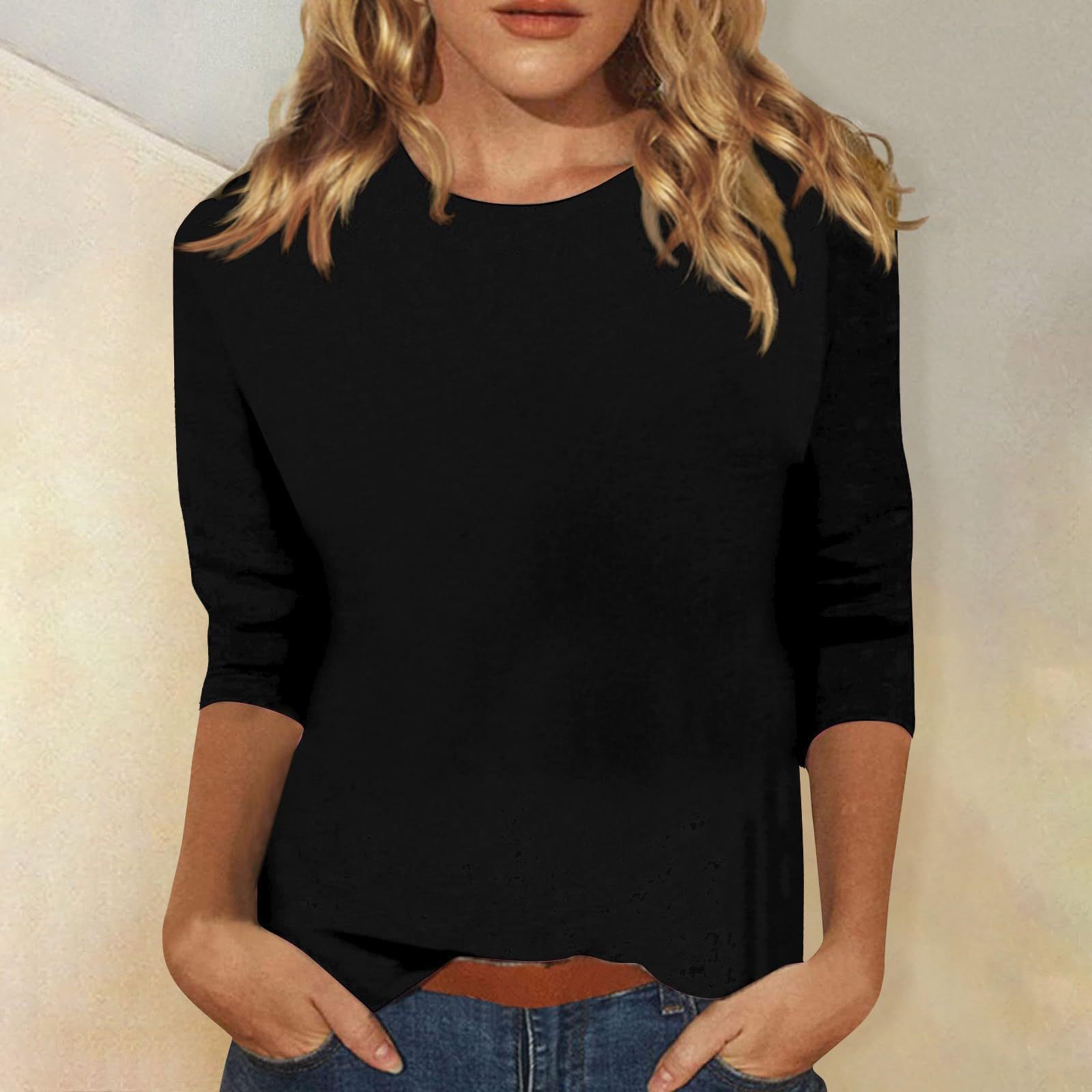 Zinnia - Basic Katoenen Top met 3/4 Mouwen voor Comfortabele Casual Looks
