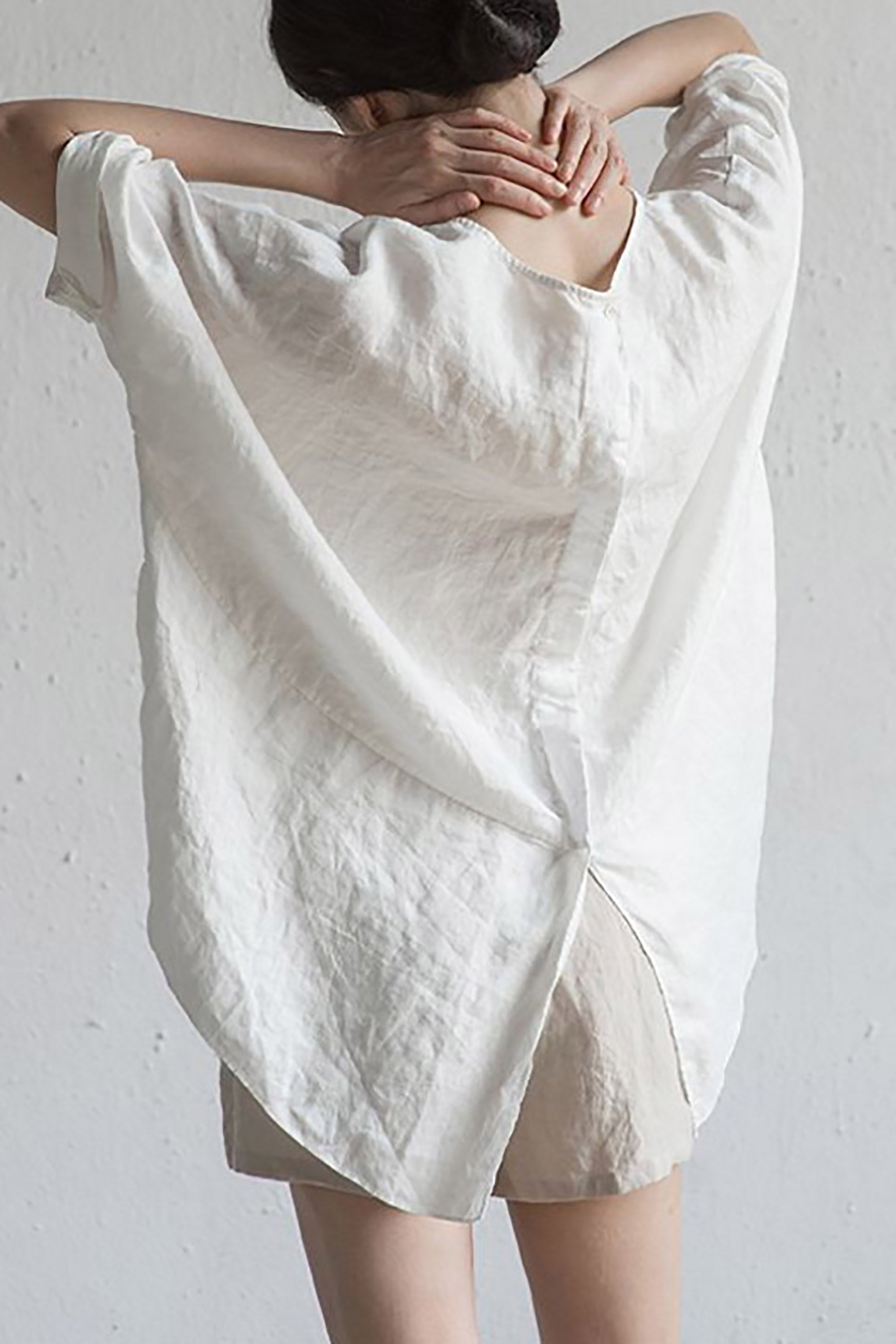 Aurelia - Elegante Japanse Linnen Pullover met Halve Mouwen en Ronde Hals voor een Tijdloze Look