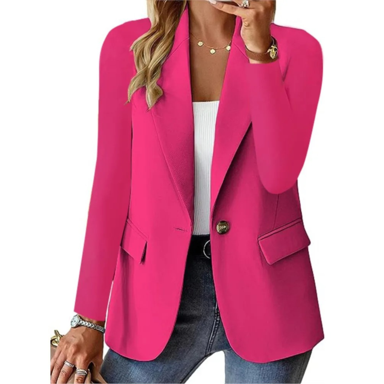 Solenya – Slanke Damesblazer met Gespdetails en Eigentijdse Elegantie