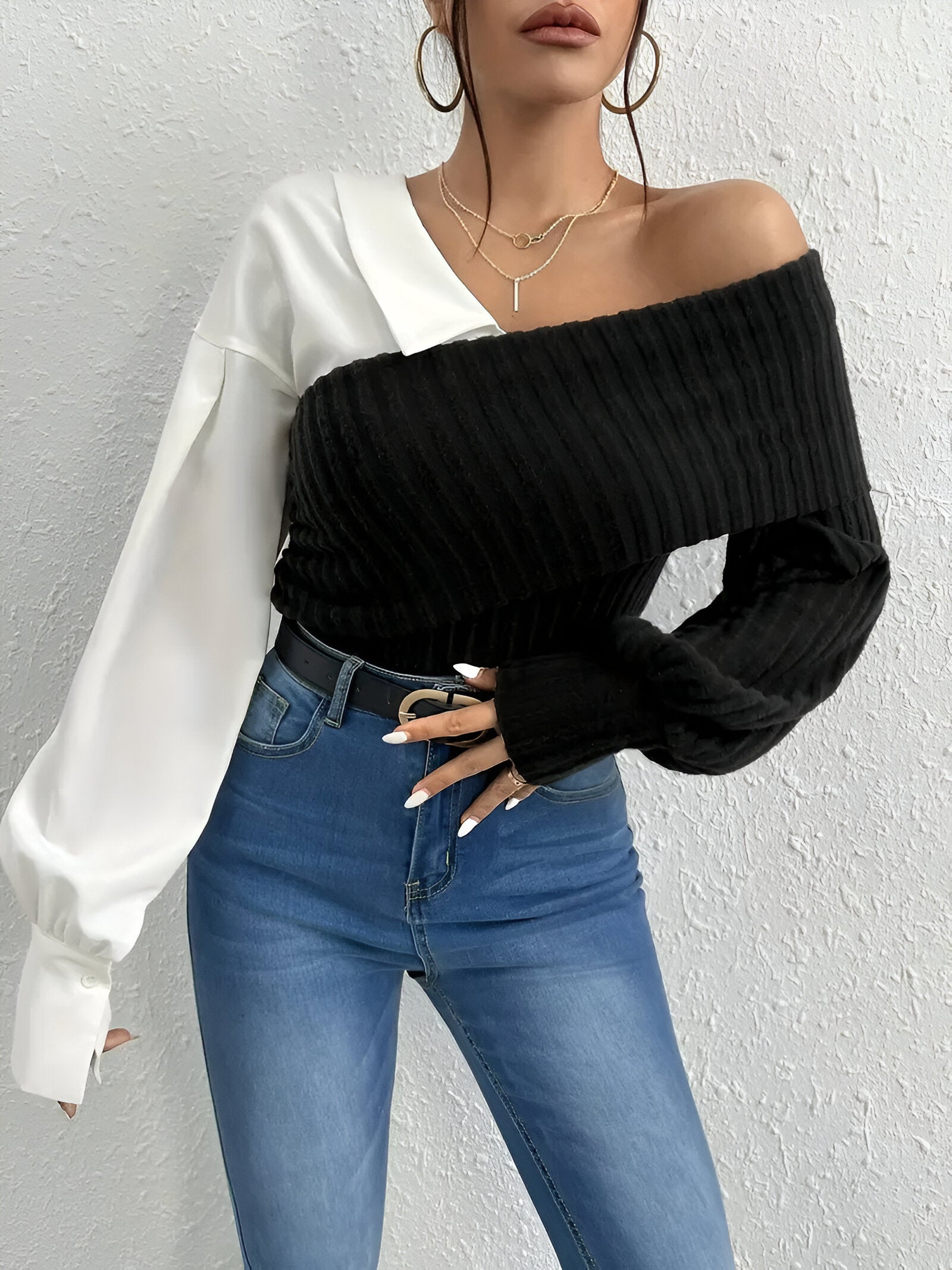 Solenne One-Shoulder Knit Top – elegante asymmetrische gebreide top voor elke gelegenheid