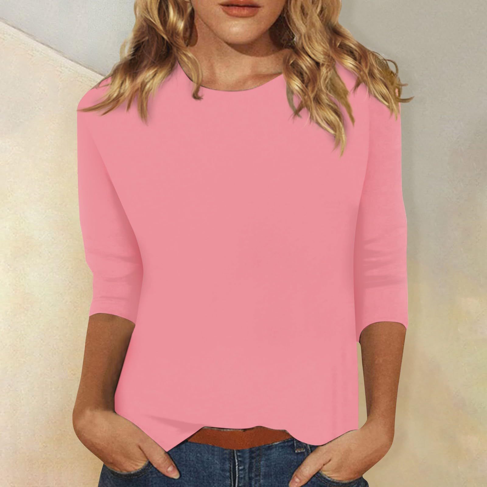 Zinnia - Basic Katoenen Top met 3/4 Mouwen voor Comfortabele Casual Looks