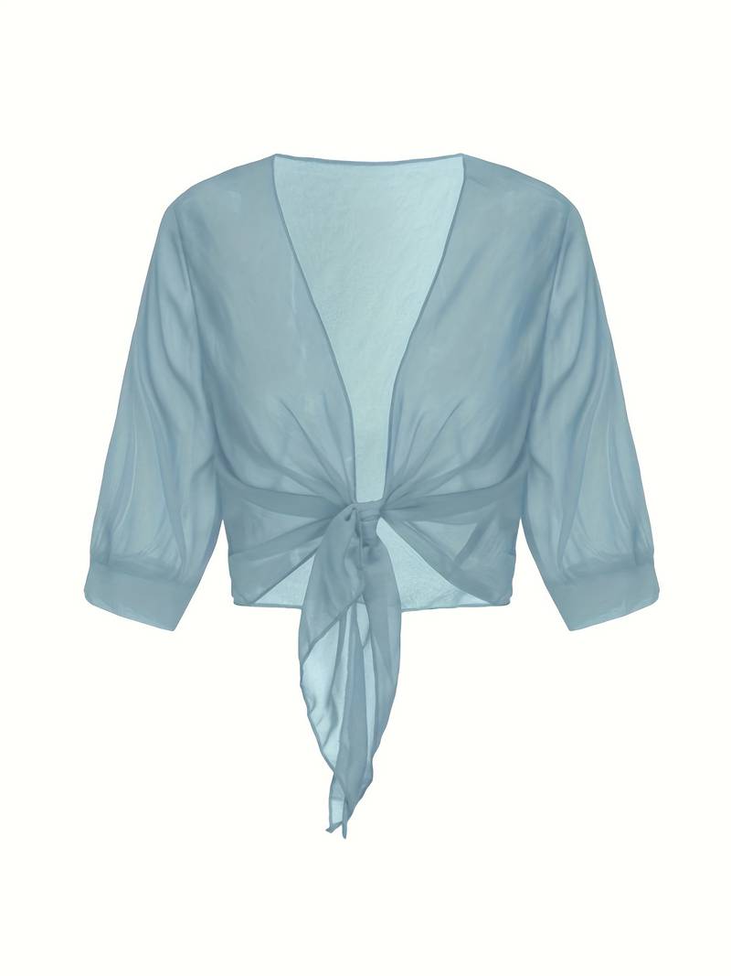 Lunaria - Lichte Blouse met Open Voorkant in Verfrissende Pasteltinten voor een Elegante Lenteoutfit