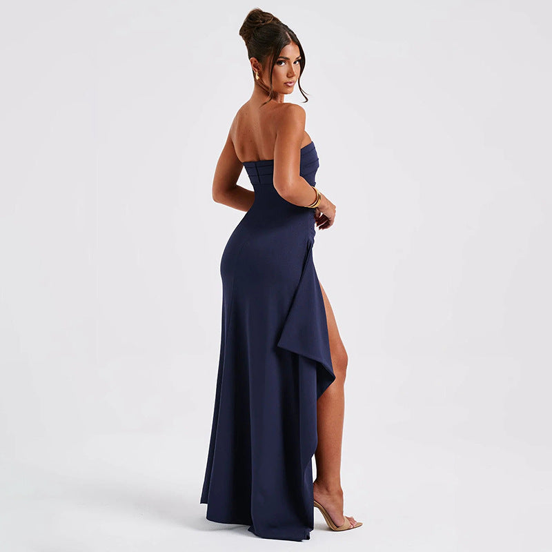 Isolde - Stijlvolle Strapless Jurk met Verleidelijk Split voor een Elegante Look
