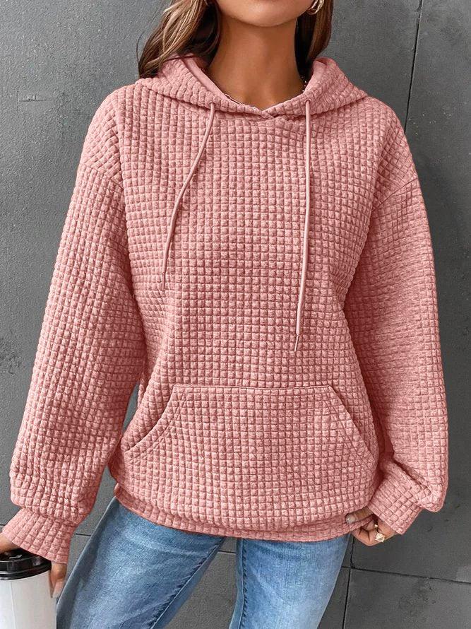Amoura Waffle Hoodie – knusse hoodie met wafelstructuur en casual elegantie