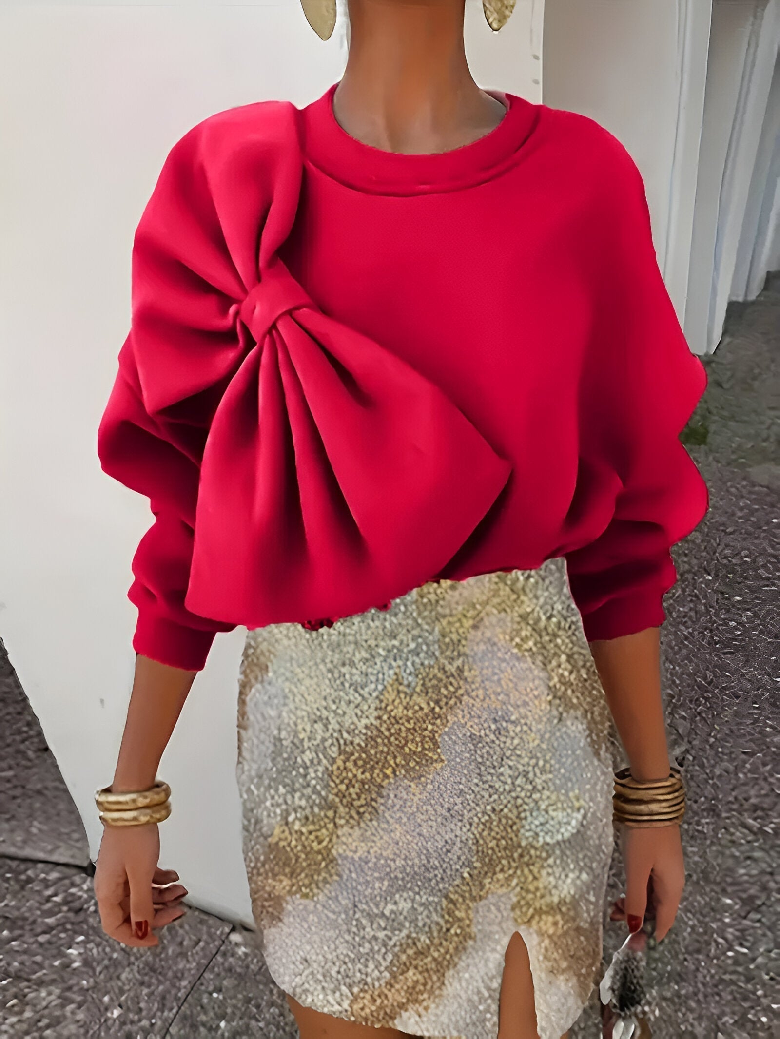 Alviera – Dames Sweatshirt met Strikdetail, Comfortabel & Elegant