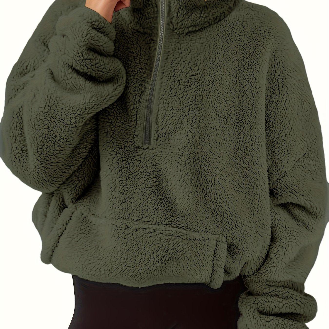 Liora Shearling Half-Zip Sweater – Warme Luxe met Moderne Accenten