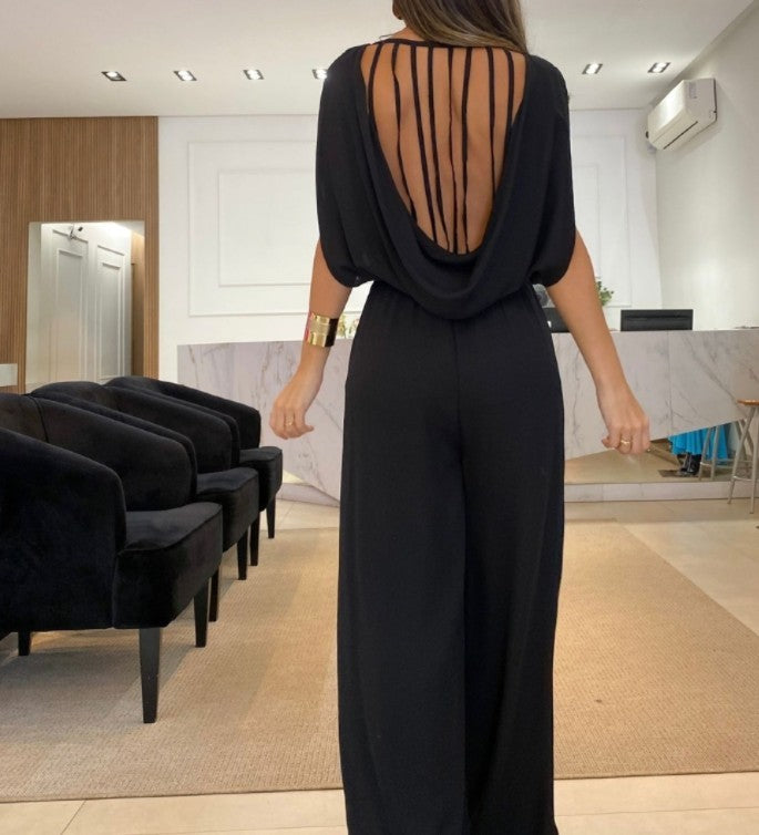 Chique Backless Jumpsuit in Effen Kleur – Stijlvolle Casual Look