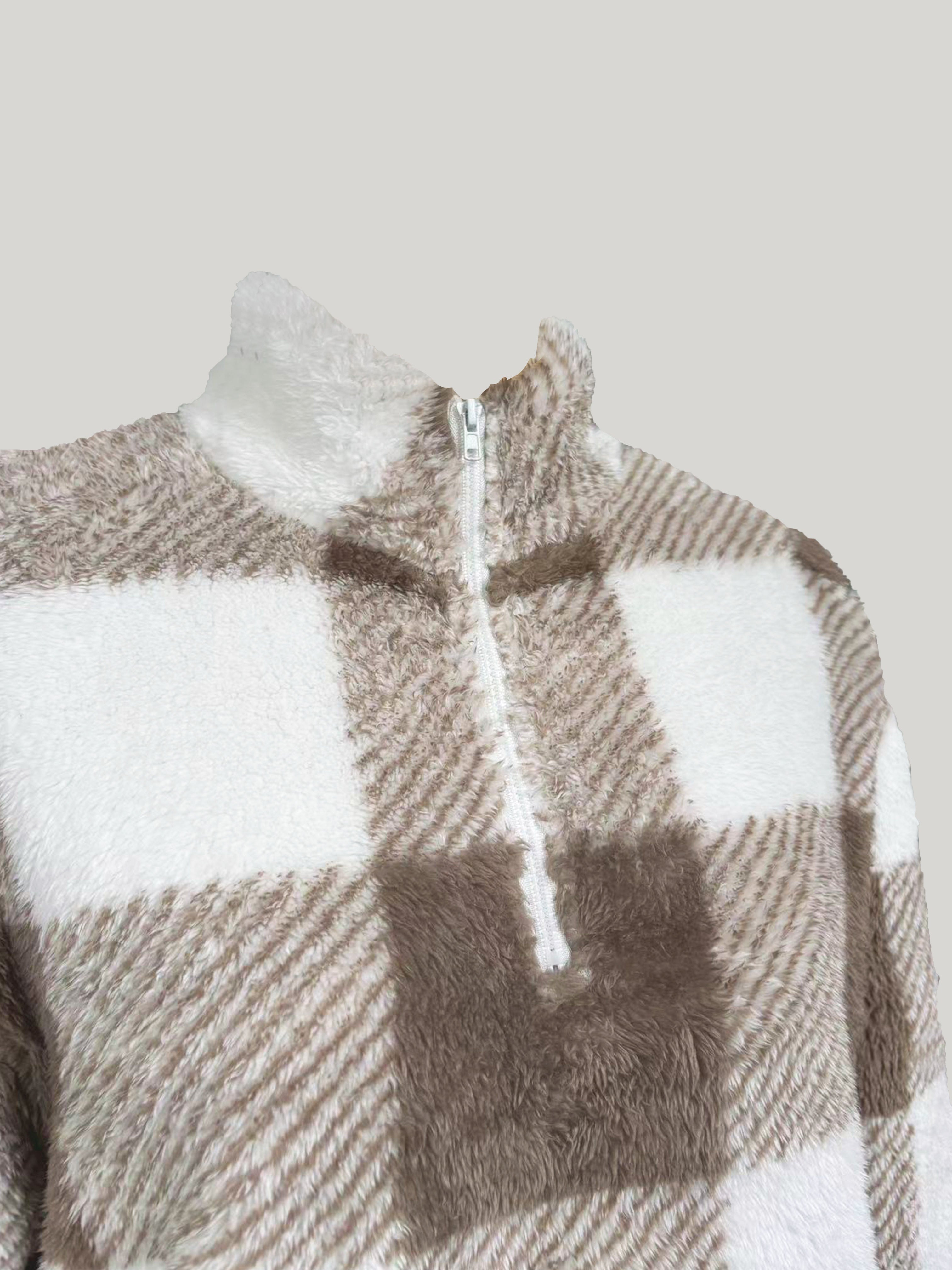 Noëlle Geruite Fleece Hoodie – Gezellig, Stijlvol & Veelzijdig