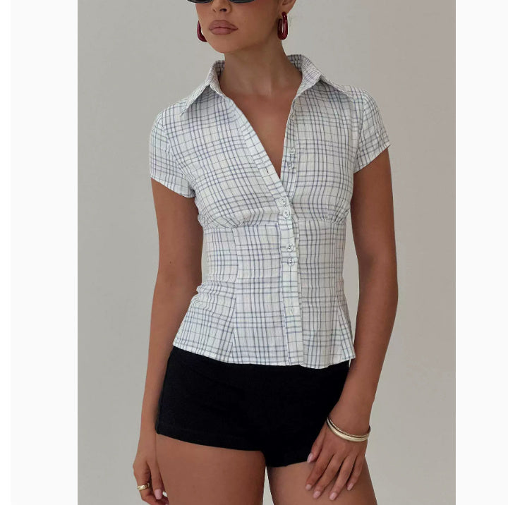 Lyra - Retro Geruite Blouse voor Dames – Stijlvolle Must-Have voor een Trendy Outfit