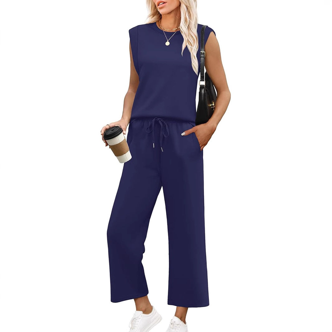Valenya – Dames co-ord set met mouwloze top en wide-leg broek