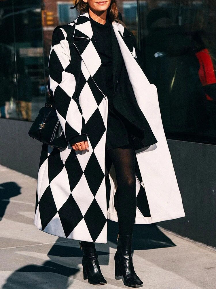 Isabelle Long Coat – elegante damesmantel met reverskraag en tijdloos silhouet