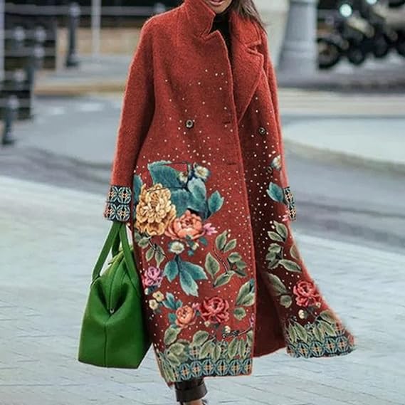 Isabelle Long Coat – elegante damesmantel met reverskraag en tijdloos silhouet