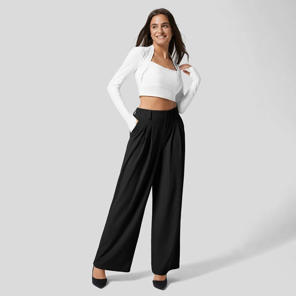 Veyora – Elegante Comfortbroek met Hoge Taille en Praktische Zakken