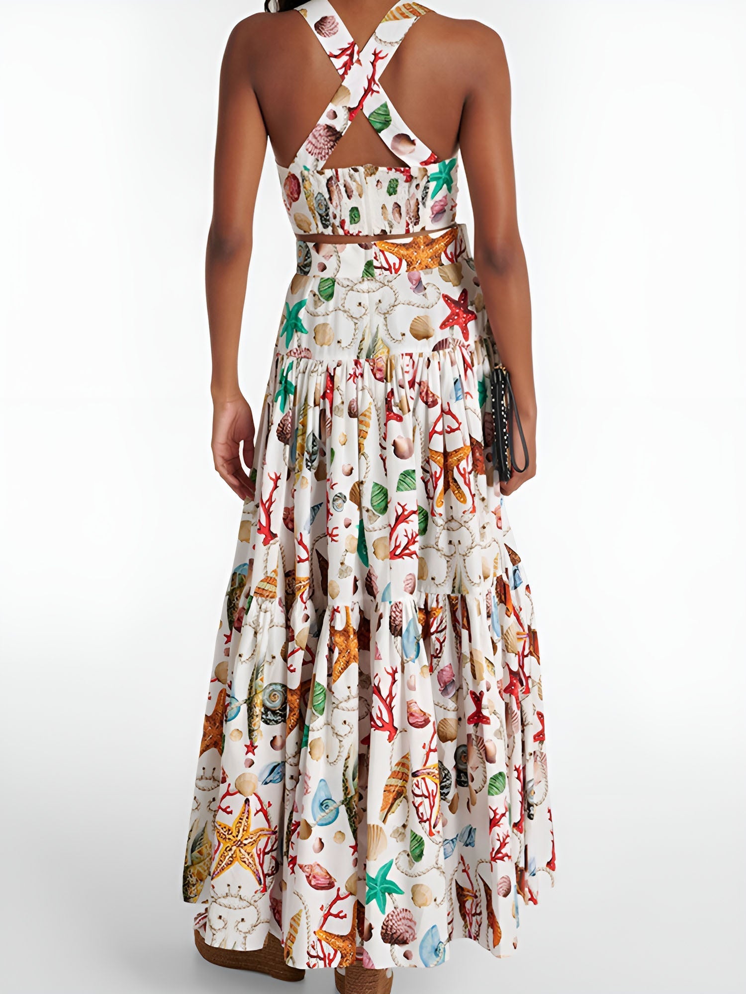 Dames plissé set met geplooide rok en top – lichtgewicht en geweven