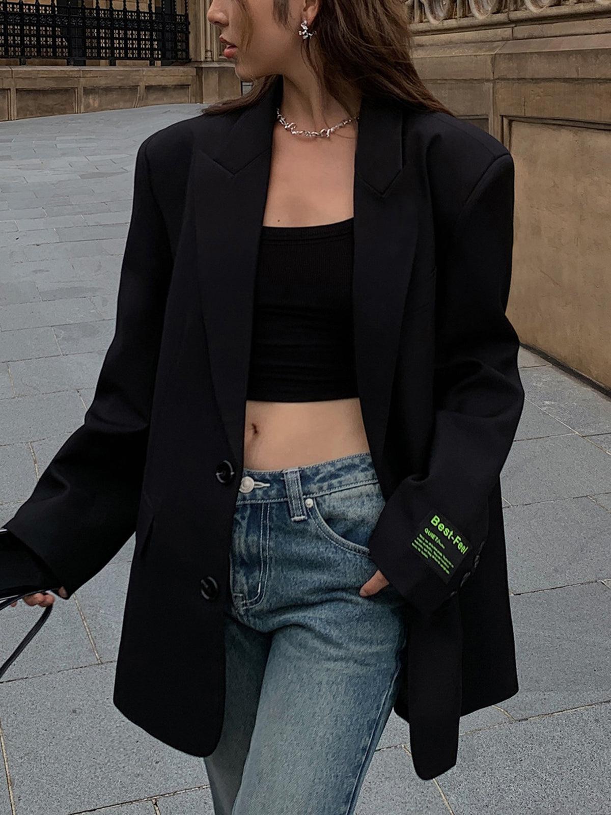 Louréne – Oversized Blazer met Tijdloze Revers en Elegante Pasvorm