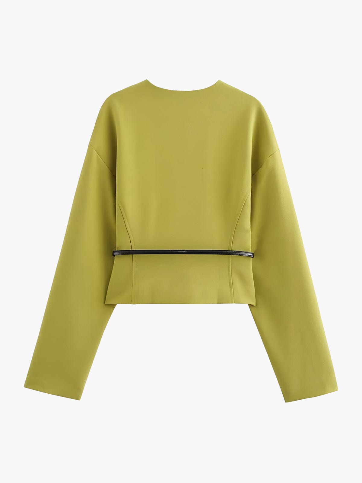 Eliora Verkorte V-hals Blazer met Ceintuur – Modern, Elegant en Verfijnd