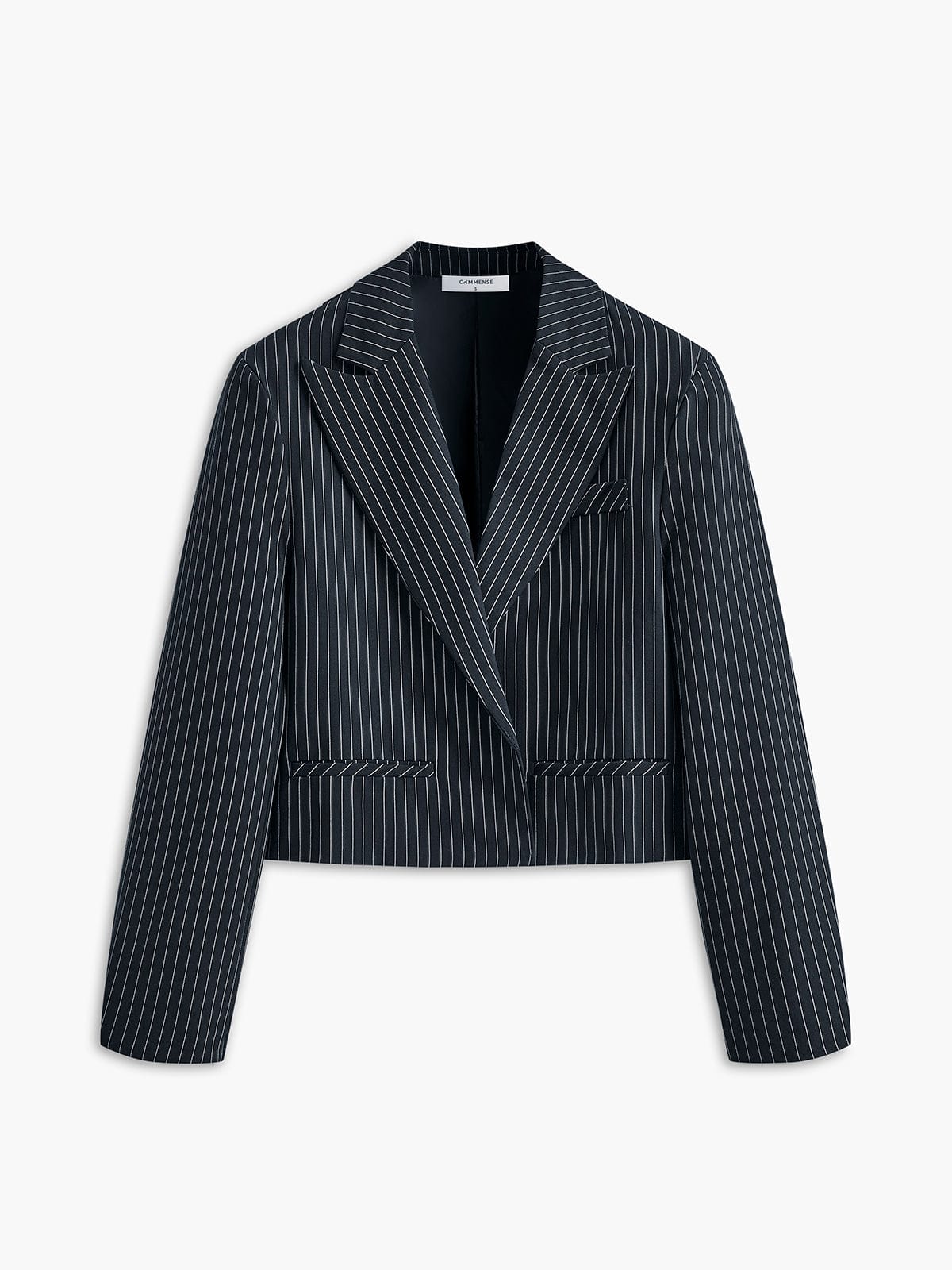 Olivienne Korte Gestreepte Blazer – Modern, Elegant en Tijdloos Verfijnd