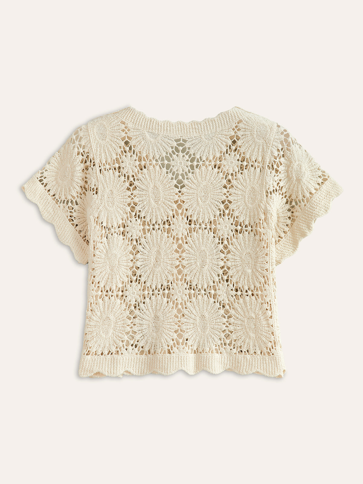 Gebreid damesvest met bloemenpatroon en knoopsluiting – katoenmix, middeldik