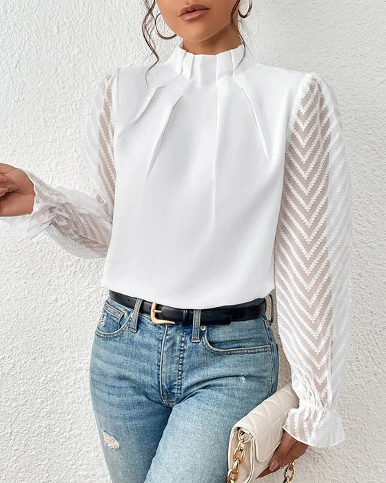 Elara Elegante Blouse – Tijdloze Klasse met Transparante Ballonmouwen