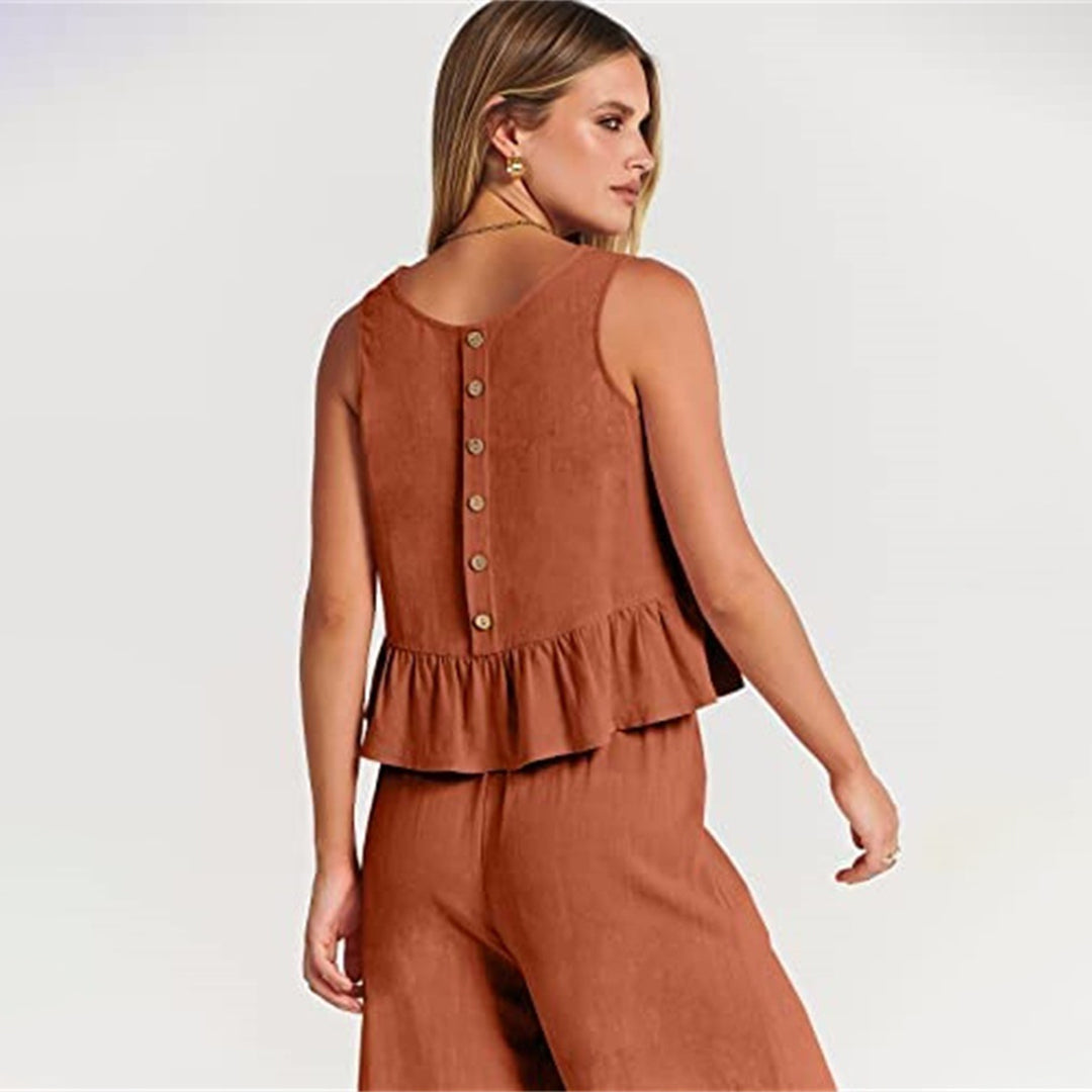 Valenora – Zomerse tweedelige set met mouwloos topje en luchtige broek