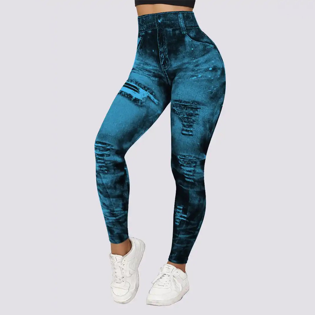 Elisora – Sportieve shaping legging met denimlook voor dames