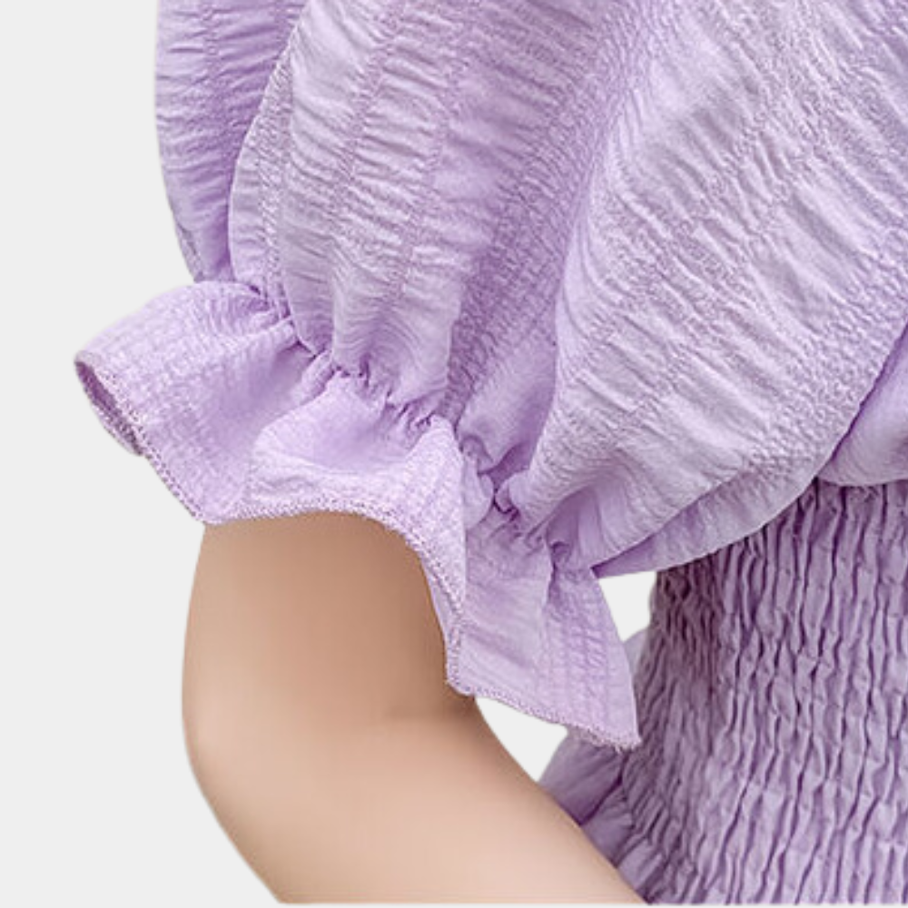 Agnesia – Zomerblouse met Pofmouwen en Elegante Vierkante Hals