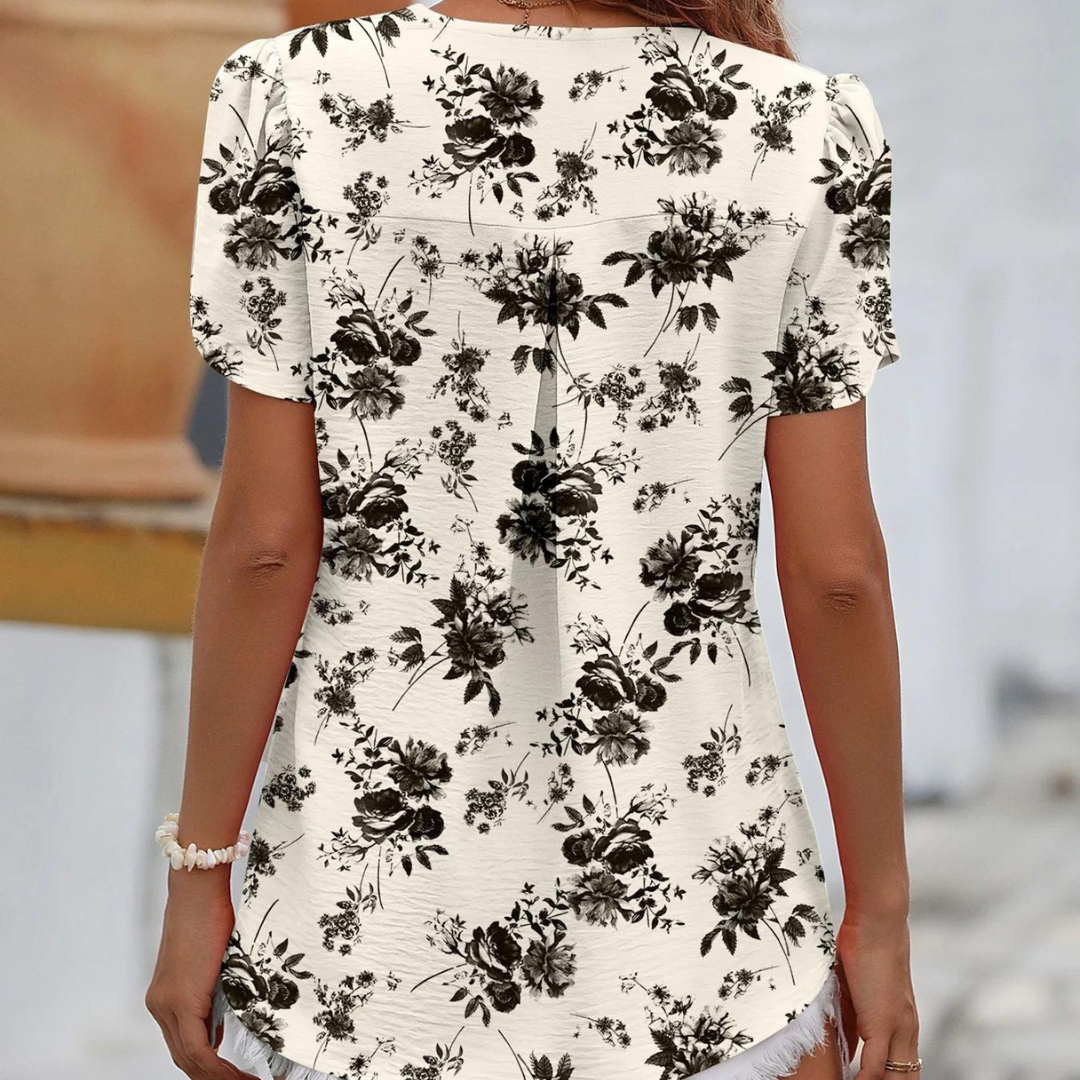 Aveline – Damesblouse met V-hals in zijdezachte, elegante stijl