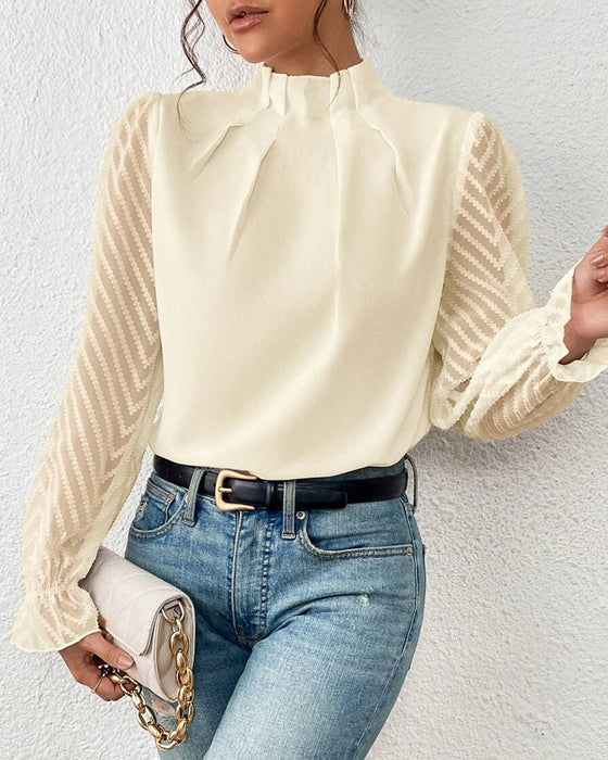 Elara Elegante Blouse – Tijdloze Klasse met Transparante Ballonmouwen
