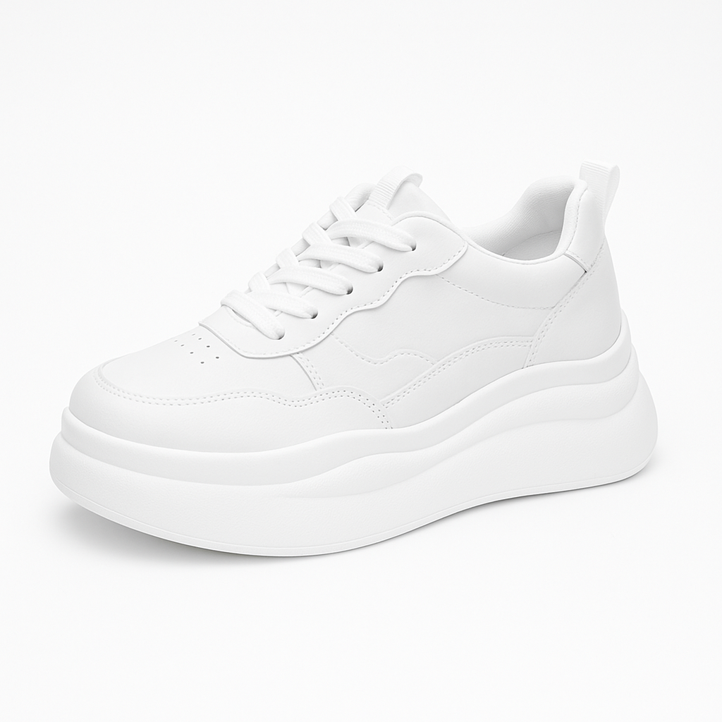 Lyra - Trendy Witte Plateau Sneakers voor Optimale Comfort en Stijl