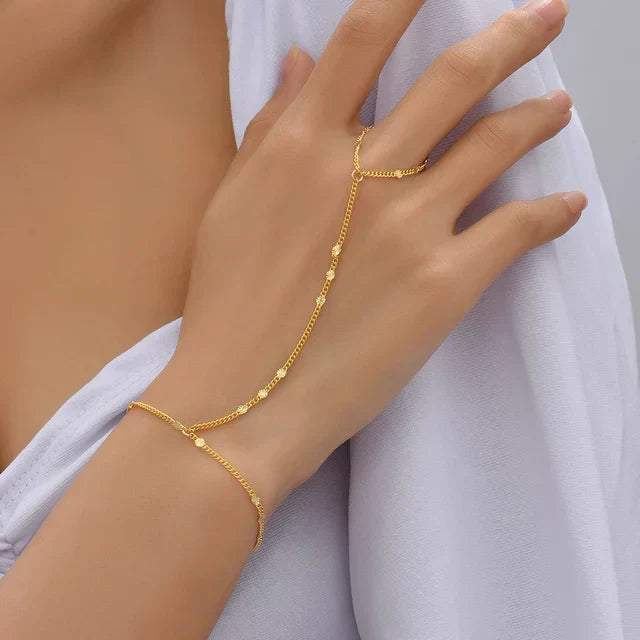 Aurelia Hand Chain – Verfijnde Elegantielijn in Goud