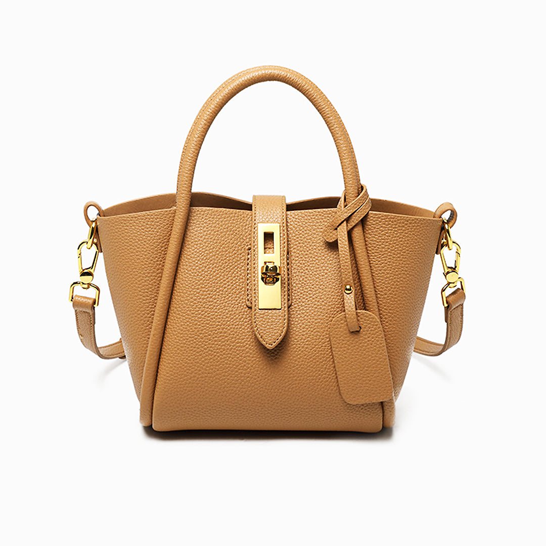 Averine – Dames Bucket Bag van Leer met Gouden Sluiting, Elegant & Tijdloos Design