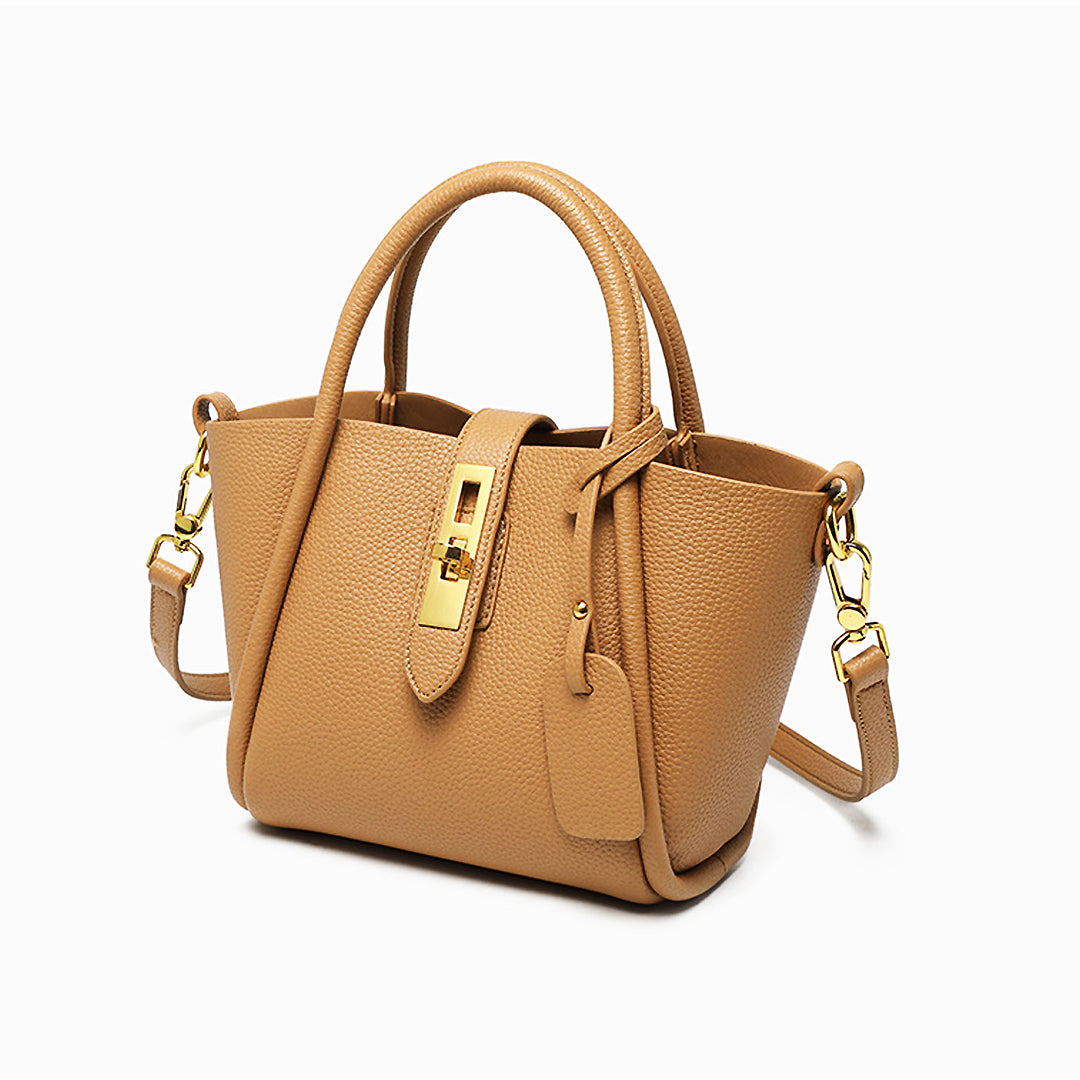 Averine – Dames Bucket Bag van Leer met Gouden Sluiting, Elegant & Tijdloos Design