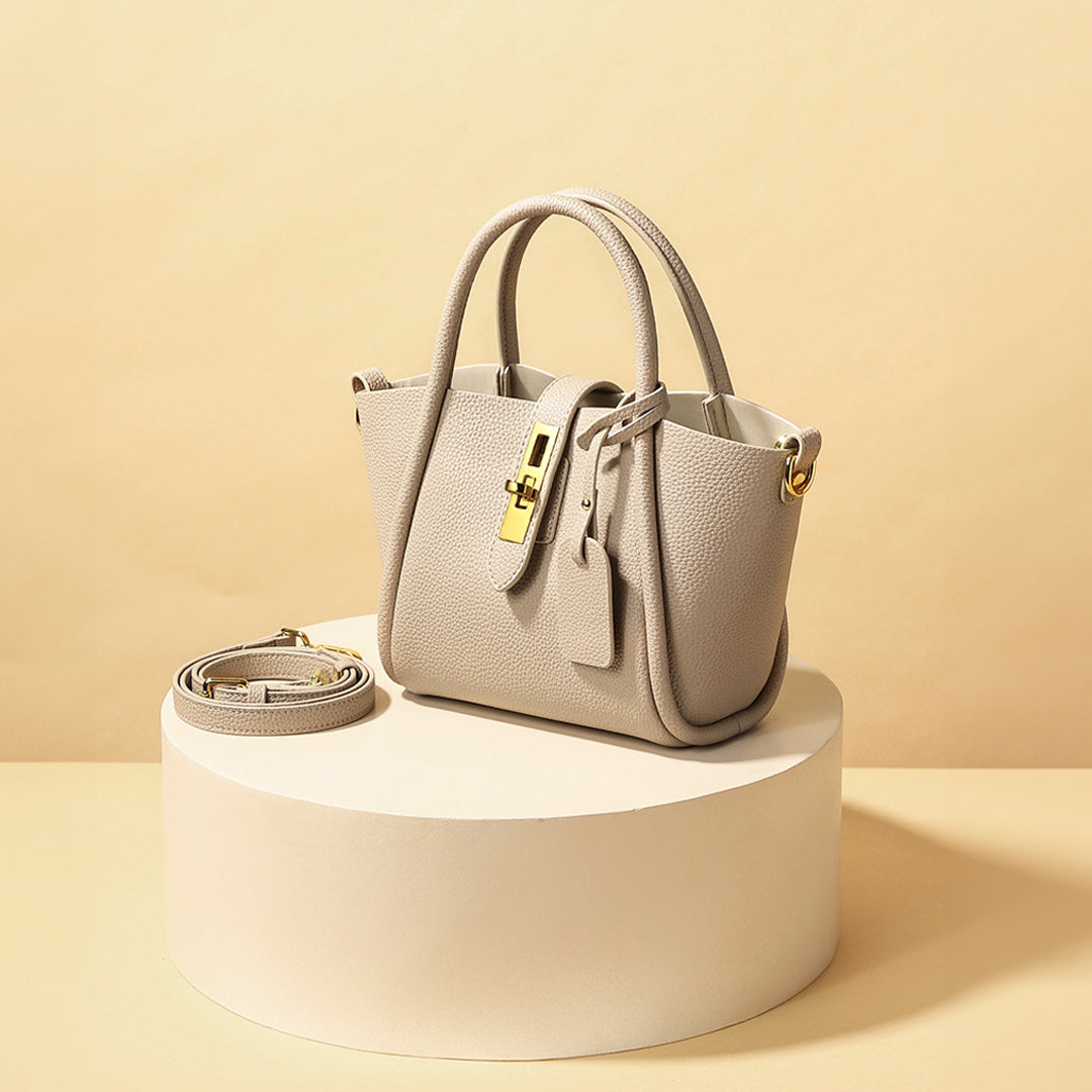 Averine – Dames Bucket Bag van Leer met Gouden Sluiting, Elegant & Tijdloos Design