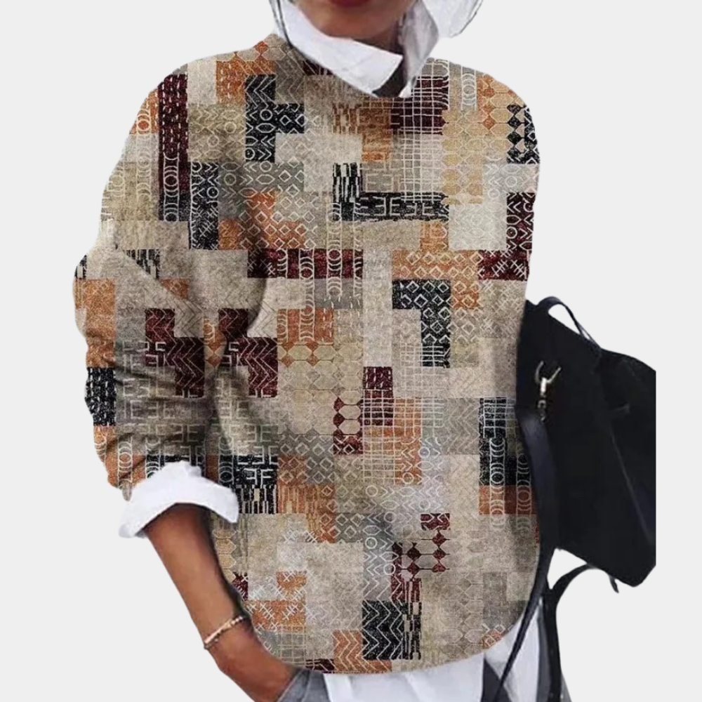 Noa Sweater – Stijlvolle damestrui met trendy print en comfy fit