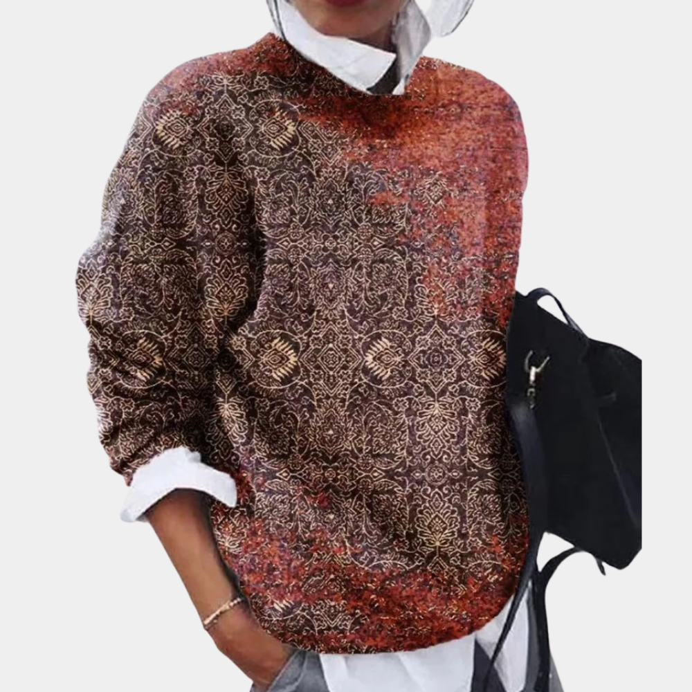 Noa Sweater – Stijlvolle damestrui met trendy print en comfy fit