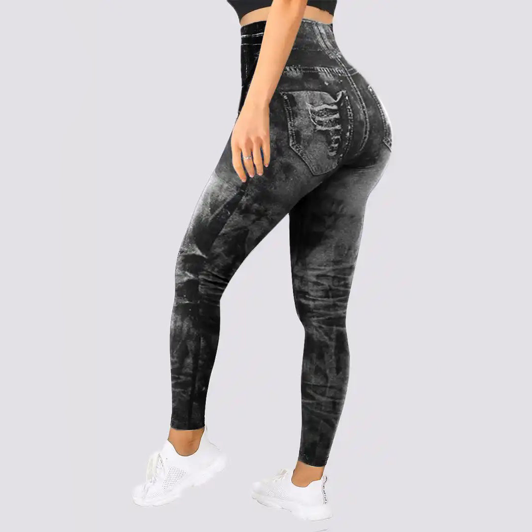 Elisora – Sportieve shaping legging met denimlook voor dames
