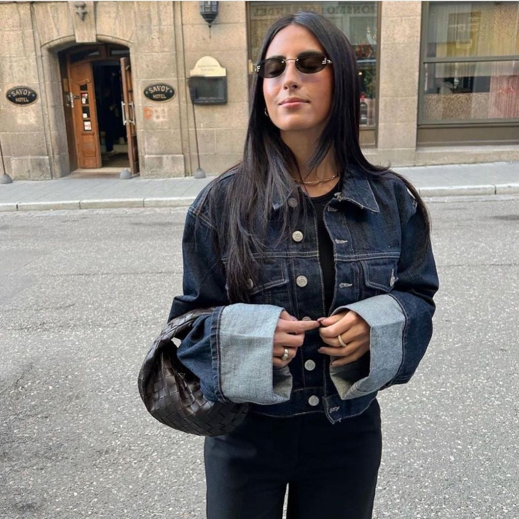 Averine – Denim Set met Blouse & Straight Leg Jeans, Trendy Double Denim