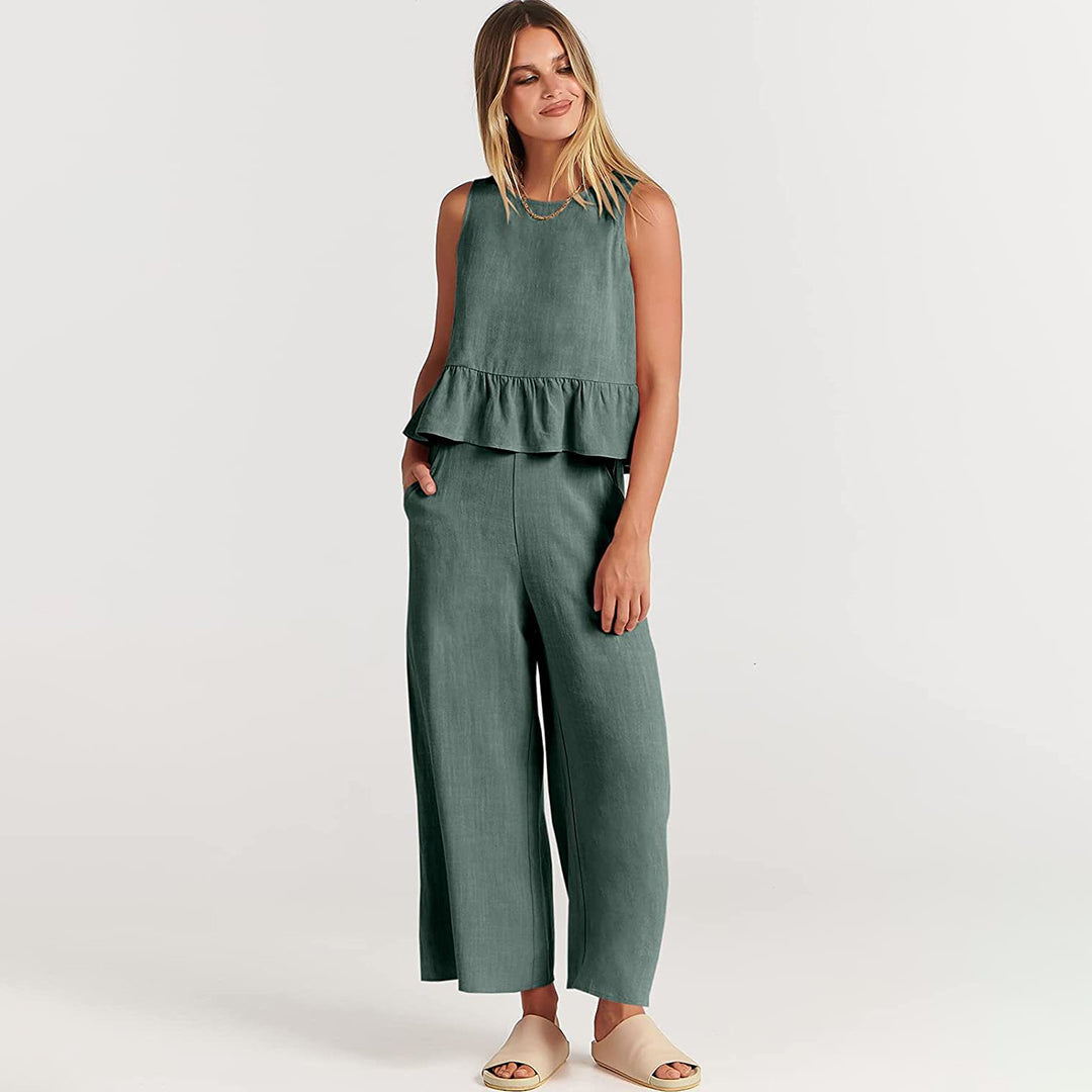 Sereluna – Tweedelige zomeroutfit met top en wijde broek voor dames