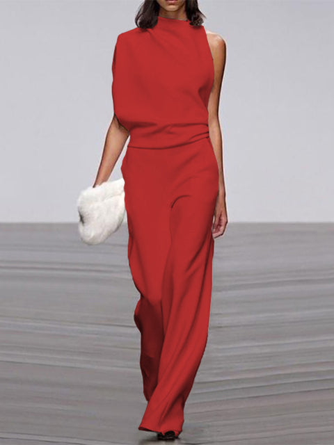 Alyra — One-Shoulder Jumpsuit met Wijde Pijpen | Elegant & Comfortabel