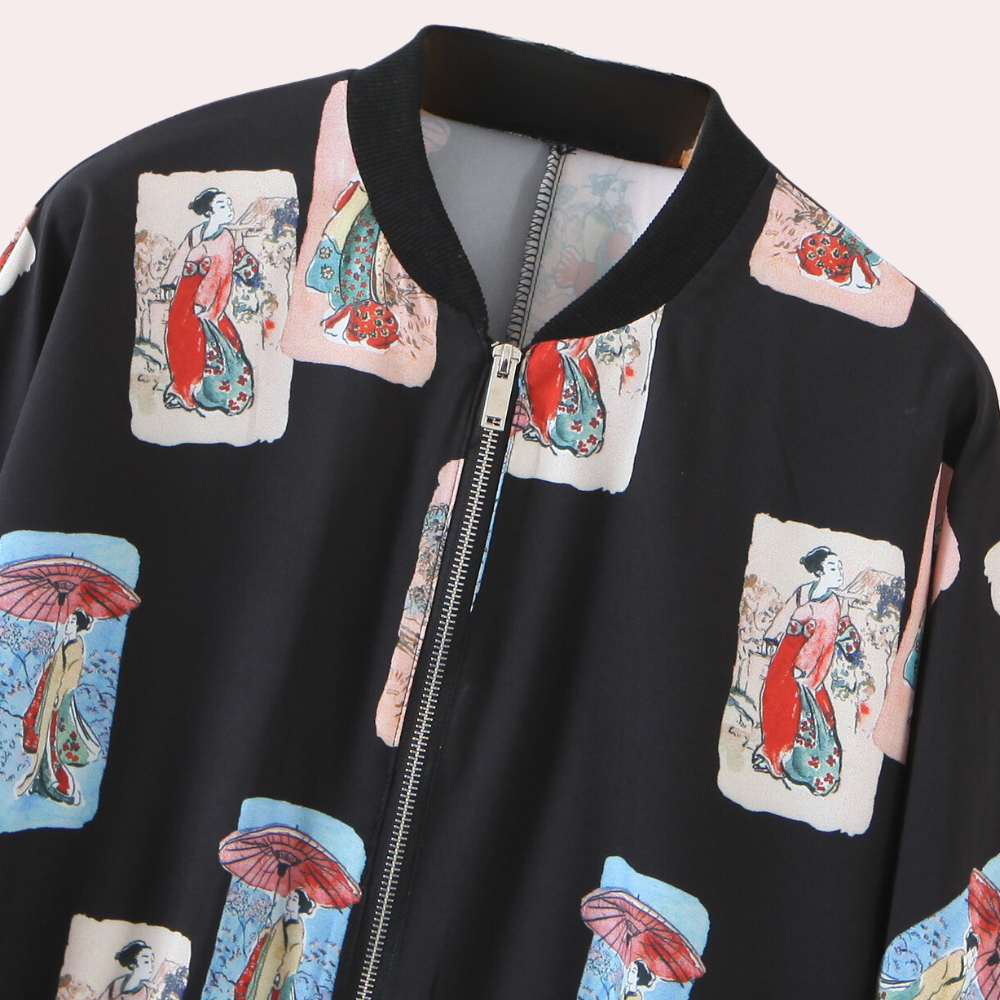 NARA - Elegant Zwart Jack voor Dames met Rits en Ruime Zakken