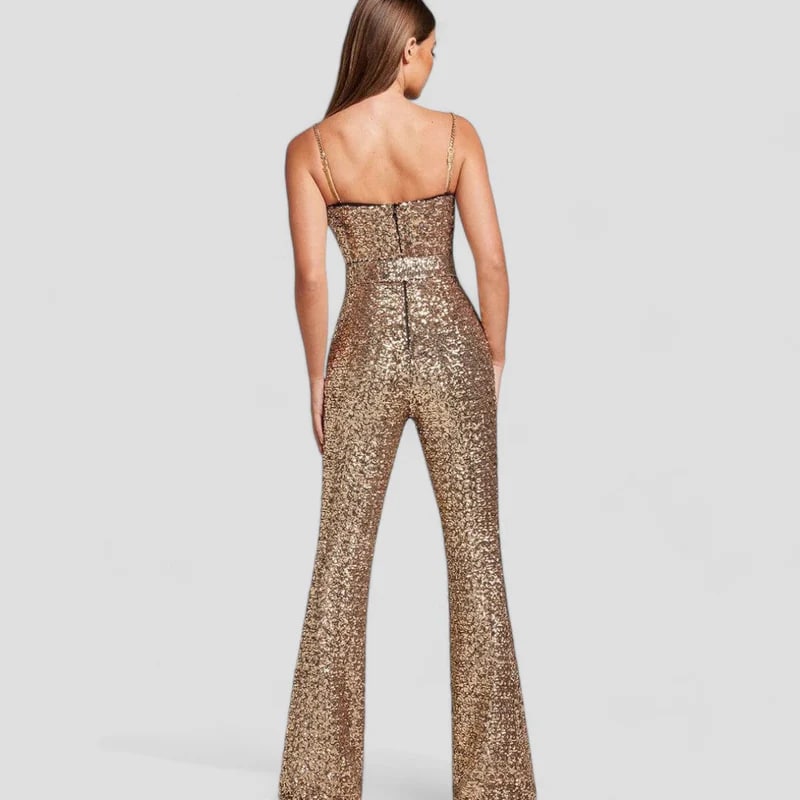 Althea - Elegante Gouden Jumpsuit voor Feestelijke Evenementen en Avonduitstapjes
