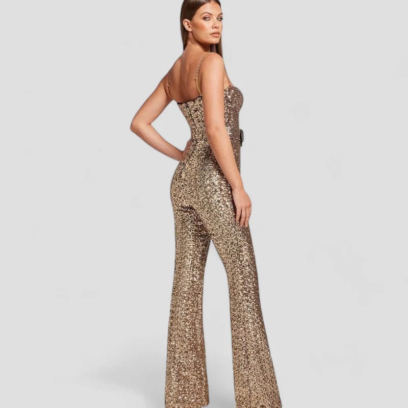 Althea - Elegante Gouden Jumpsuit voor Feestelijke Evenementen en Avonduitstapjes