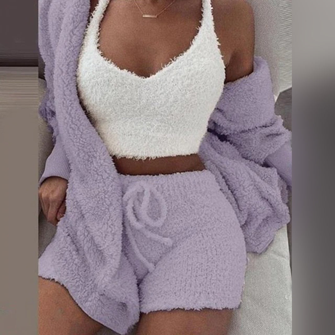 Nalaya – 3-delige Loungewear Dames Set met Hoodie, Topje en Short