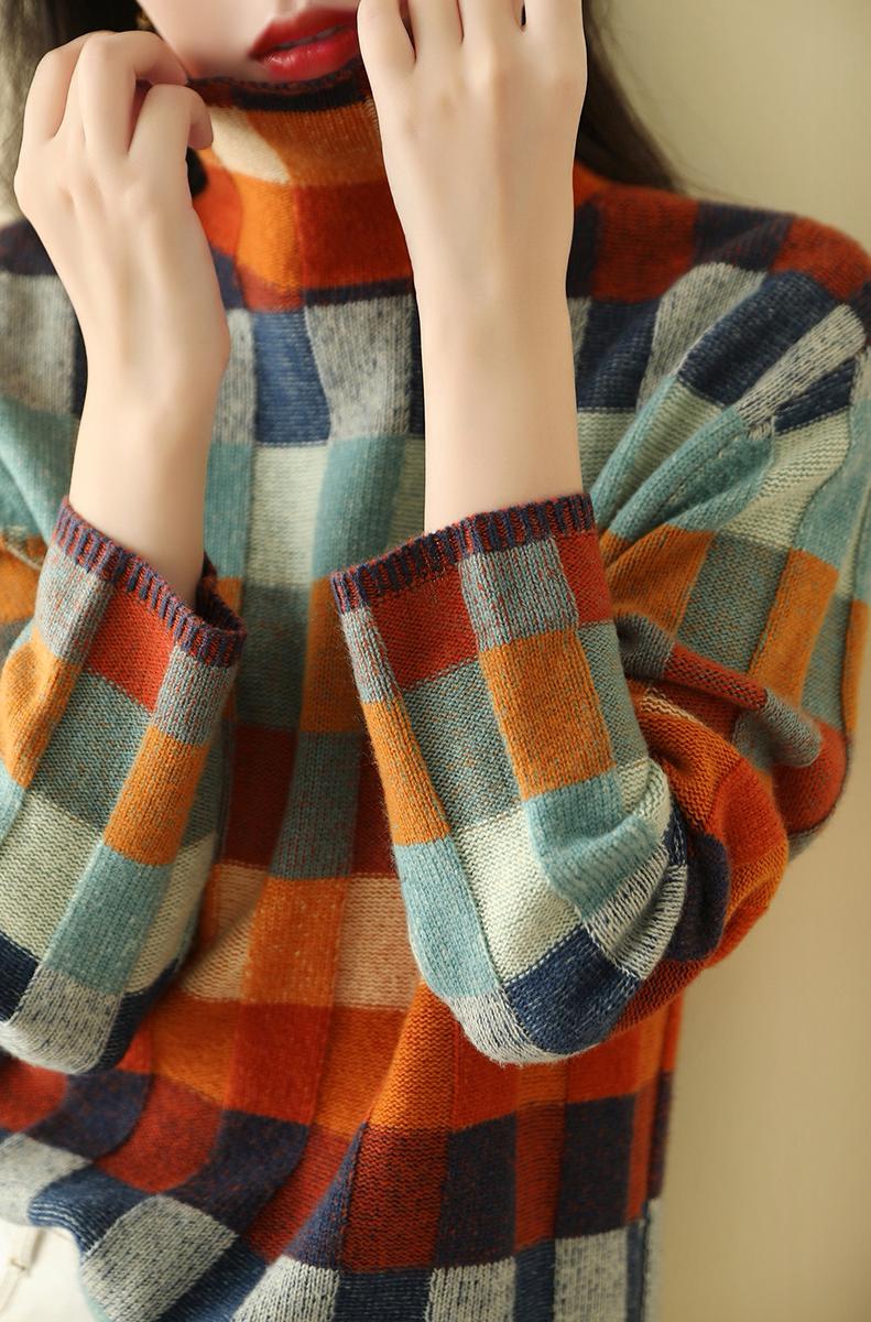 Eliora Geruite Oversized Trui – Speelse Warmte in Tijdloze Stijl