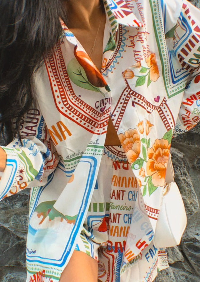 Dames linnen zomerset met oversized shirt en shorts – luchtig en casual