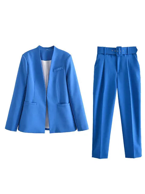 Selvara – Dames Tweedelige Business Set met Blazer & Slim-Fit Broek