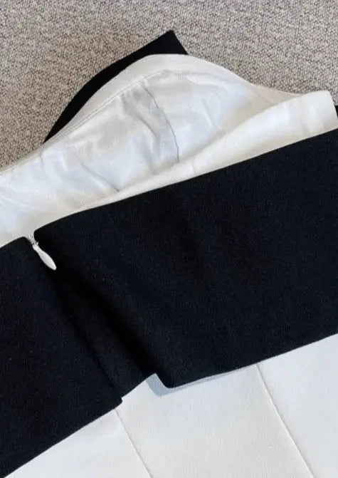 Isalyn Two-Tone Schoudervrije Jurk – Elegant, Vrouwelijk en Tijdloos Chic