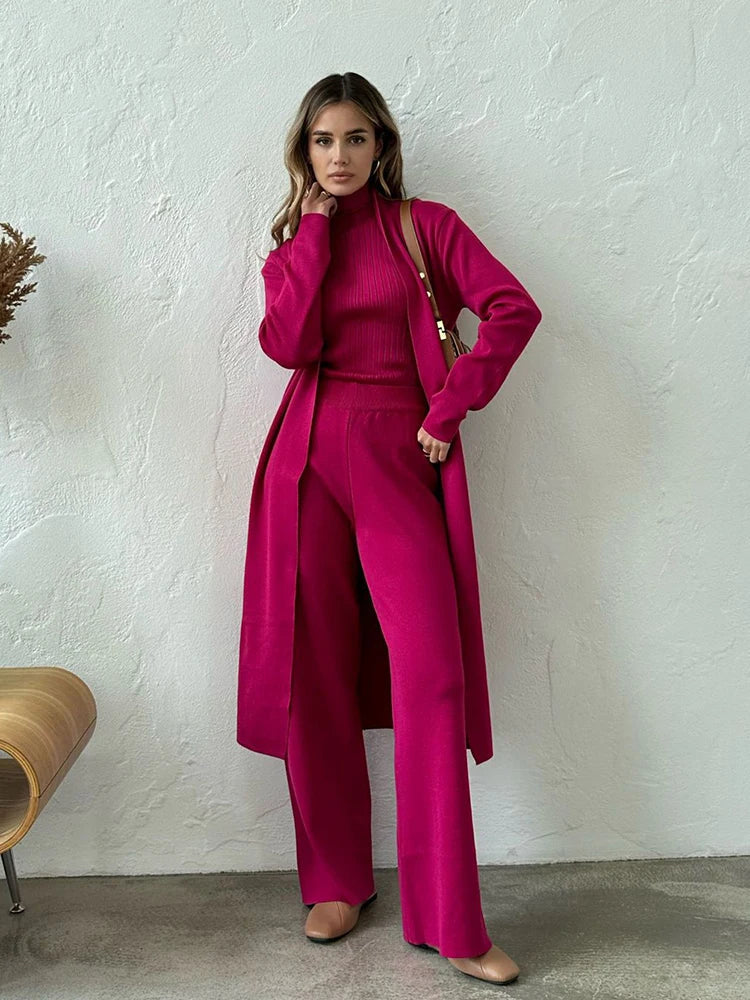 Solenne – 3-Delige Gebreide Co-ord Set met Luxe Comfort en Tijdloze Elegantie