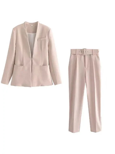 Selvara – Dames Tweedelige Business Set met Blazer & Slim-Fit Broek